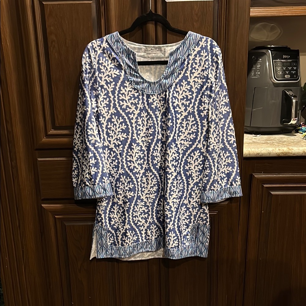 Blue and White Patterned Dress